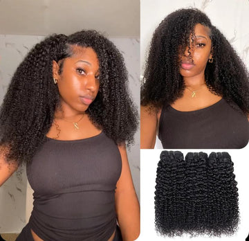 Cheveux crépus bouclés, mèches de cheveux humains 100 %