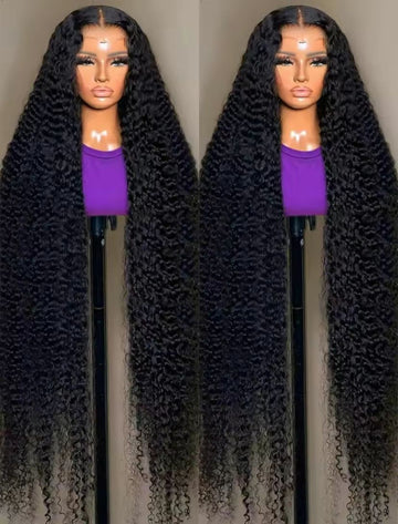 Perruque bouclée profonde 13x4 frontale complète 250% densité 100% cheveux humains