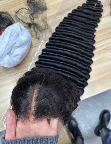 Perruque Deep Wave 13x4 frontale complète 250% densité 100% cheveux humains
