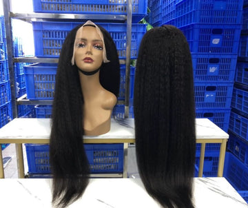 Perruque droite Yaky 13x4 frontale complète 250% densité 100% cheveux humains