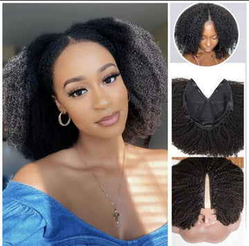 V part Afro Curly wig 250 density