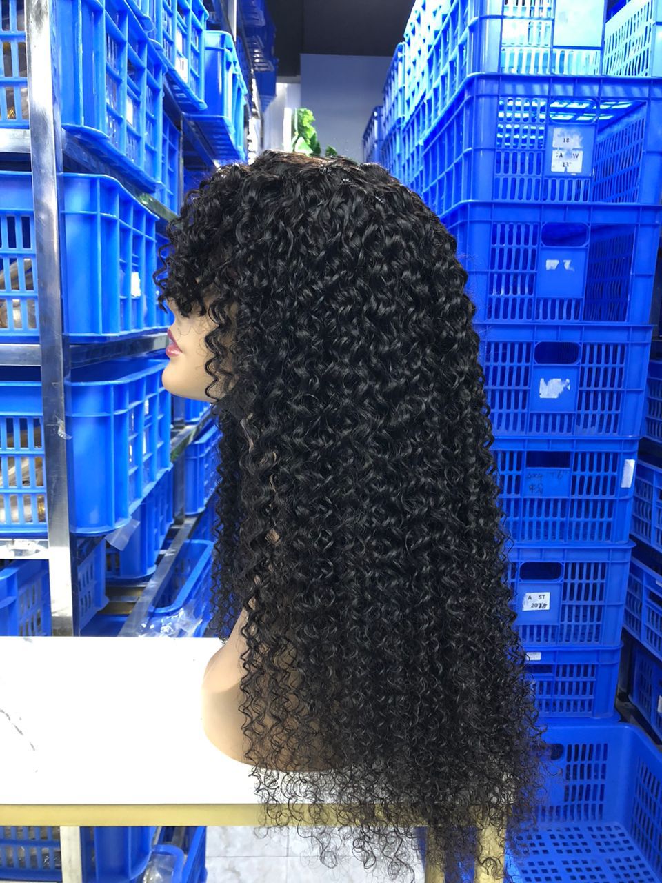 Kinky Curly bangs bob wig 250% density