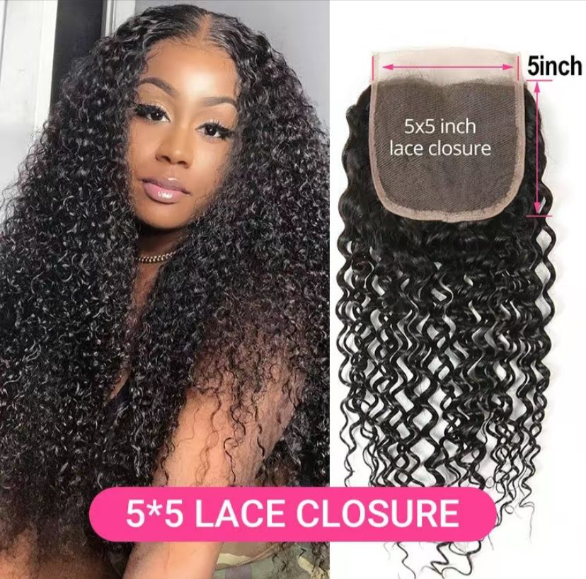 Closure kinky curly 5x5 250 density  100% human Hair