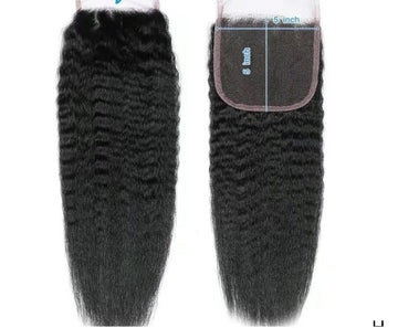 Closure kinky straight 5x5 250 density  100% human Hair