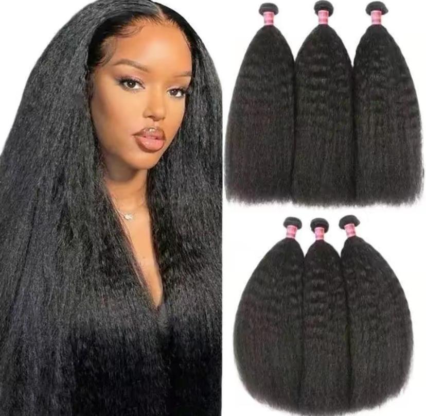 Kinky straight  hair  Human Hair Bundles 100%