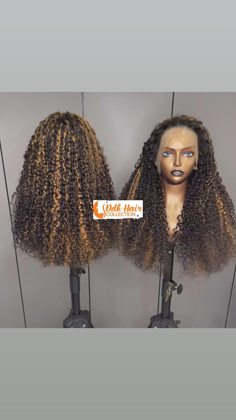 Perruque italienne bouclée 13x4 300% densité 100% cheveux humains